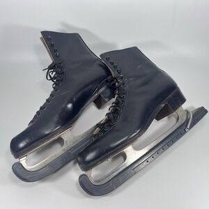Vintage Riedell Red Wing Black Leather Ice Skates Sz 10.5 S Sheffield 220 Blades